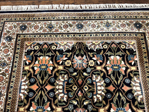 Indo Persian Bidjar Rug 6x10, Vintage Handmade Wool Carpet, Allover Pattern