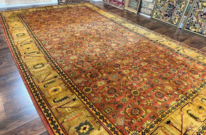 Large Turkish Rug 10x17, Oversized Palace Sized Vintage Handmade Oriental Carpet, Wool Oushak Rug, Light Red