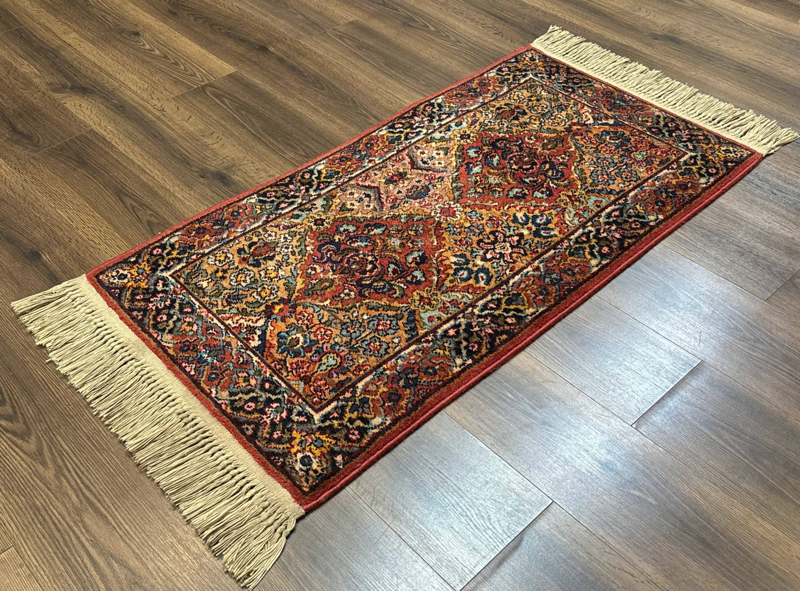Karastan Rug 2x4 Multicolor Panel Kirman #717, Original 700 Series, Wool Pile Vintage Discontinued