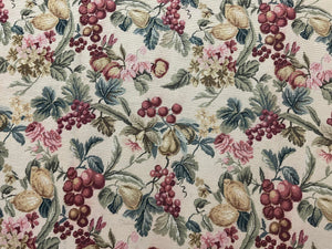 Floral Needlepoint Rug 6x9, Fruits Grapes Allover Floral Design, Beige/Cream Colorful Wool Vintage Needlepoint Carpet, Needlepoint Area Rug