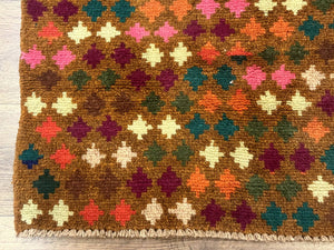 Colorful Afghan Balouch Rug 3x4, Vintage Handmade Wool Carpet