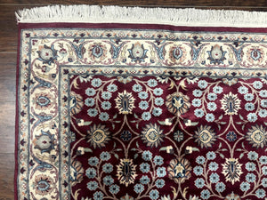Pak Persian Rug 4x6, Floral Allover, Vintage Wool Carpet, Plum and Ivory
