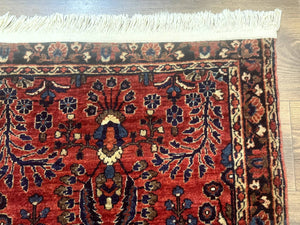 Small Red Persian Sarouk Rug 2.7 x 4.9, Floral, Antique