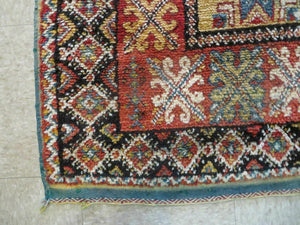 Vintage Moroccan Rug 4x5 ft, Bronze Red Black, Geometric Stars, High Quality Moroccan Carpet, Berber Rug, Handmade Wool Area Rug, Unique Rug