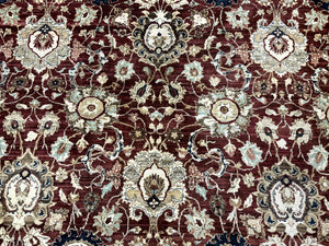 Palace Sized Indian Agra Rug 12x17, Wool Handmade Floral Allover Carpet