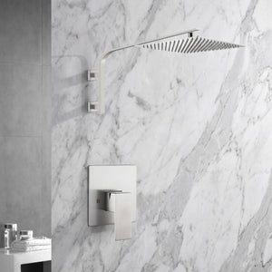 12 Inch Rain head big arc wall Mount Brushed Nickel Shower System two way or single way Rough-in Valve Body with trim