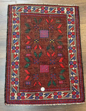 Small Persian Baluchi Rug, Tribal Rug, Brown, Multicolor