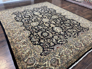 Indo Persian Rug 8 x 9.4, Allover Floral Design, Vintage Room Sized Rug, Traditional Oriental Carpet, Hand Knotted Rug for Living Room, Nice
