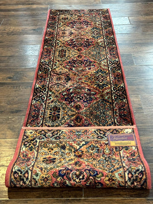 Karastan Runner Rug 2x9, Multicolor Panel Kirman Runner #717, Wool Pile, Original 700 Series, Vintage, Skinny Runner 2 x 9, Rare