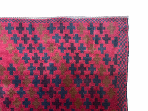 2' 10" X 4'8" Vintage Handmade Tribal Wool Rug Balouchi Rug Afghan Rug Red Beige