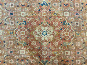 Antique Persian Tabriz Khoy Rug 8x10, Handmade Wool Carpet, Light Green Beige, Vintage Rug for Modern Home