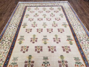 Tufenkian Rug 5.9 x 8.6, Tibetan Nepalese Rug, Hand Knotted, Soft Shiny Wool, Repeated Motifs, Contemporary Modern, Area Rug 6x9, Vintage
