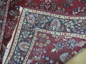 4' X 6' Vintage Handmade Fine India Jaipur Floral Oriental Wool Rug Red Nice