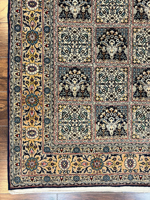 Persian Qum Rug 5x7, Panel Design Oriental Carpet, Multicolor, Hand Knotted Wool Vintage Traditional Rug, Medium Size 5 x 7 ft, Fine Rug