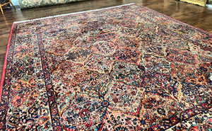 Antique Karastan Rug 8.8 x10.6 Multicolor Panel Kirman #717, Wool Karastan Rug, Vintage Multipanel Kirman, Original Collection 700 Series
