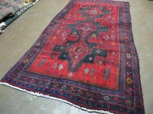 4' X 8' Antique Handmade India Geometric Oriental Wool Rug Veg Dyes Nice