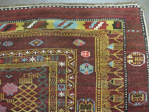 4' X 6' Antique Handmade Caucasian Shirvan Russian Armenian Wool Rug Colorful