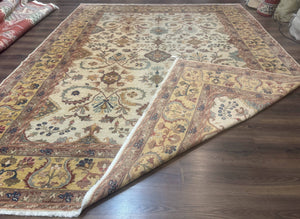 Egyptian Rug 9x12, Mahal Sultanabad Carpet, Handmade Wool Rug, Oatmeal Color