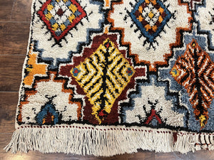 Moroccan Rug 5.9 x 7.6, Colorful Geometric Panel, Soft Wool, Handmade, Multicolor, Vintage Moroccan Carpet, Berber Rug, Rabat Rug