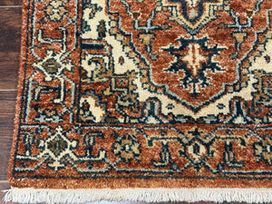 Indo Persian Heriz Runner Rug 2.6 x 8, Rust Color, Vintage
