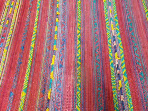 Vintage Turkish Jajim Kilim Flat Weave Rug with Colorful Stripes, Anatolian Kilim Rug, Jijim Cicim Carpet, 5x11 Boho Rug Multicolor, Unique