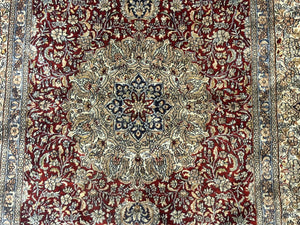 Sino Persian Silk Rug 3x5, Super Fine 440 KPSI, Floral Medallion, Handmade