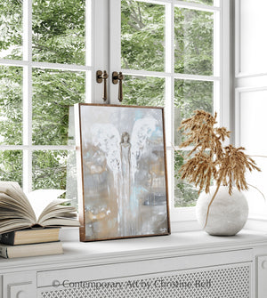 "With Courage in Her Heart" GICLÉE PRINT Angel Painting Guardian Angel, Spiritual, Strength