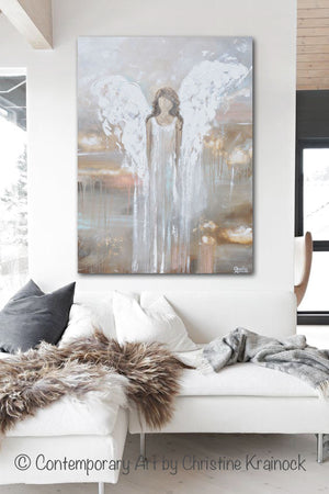 "Delicate Strength" GICLEE PRINT Abstract Angel Painting Fine Art Female Guardian Angel Home Canvas Wall Art