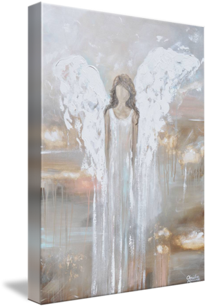 "Delicate Strength" GICLEE PRINT Abstract Angel Painting Fine Art Guardian Angel Home Canvas Wall Art