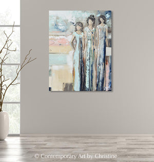 "Sisterhood II" GICLEE PRINT Art Abstract Painting Figurative Strong Women Courage Canvas Wall Art
