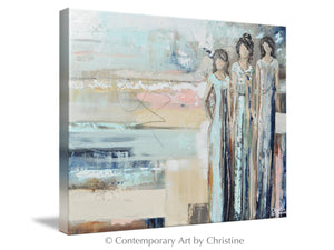 "Sisterhood" GICLEE PRINT Art Abstract Painting Figurative Girls Strong Women Canvas