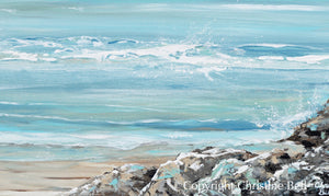 "Del Mar" GICLEE PRINT Art Coastal Abstract Painting Ocean Coastline Blue White Beach Decor