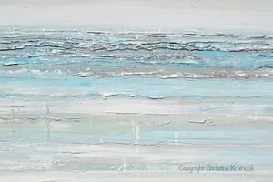 "Serene" GICLÉE PRINT Art Abstract Light Aqua Blue Painting White Grey Coastal Decor Wall Art