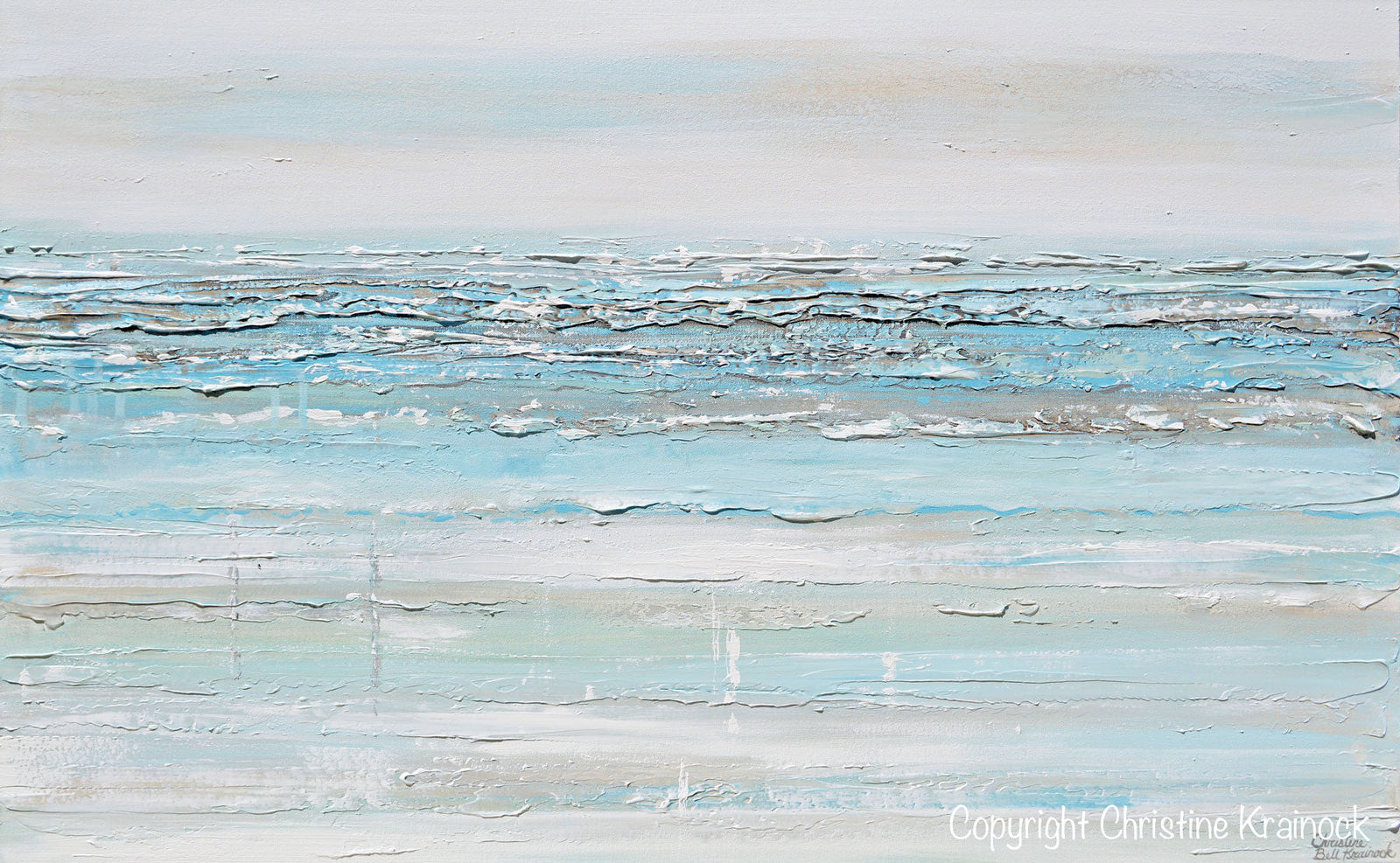 "Serene" GICLÉE PRINT Art Abstract Light Aqua Blue Painting White Grey Coastal Decor Wall Art