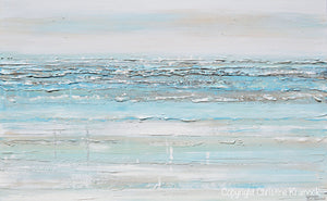 "Serene" GICLÉE PRINT Art Abstract Light Aqua Blue Painting White Grey Coastal Decor Wall Art