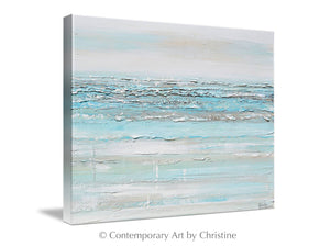 "Serene" GICLÉE PRINT Art Abstract Light Aqua Blue Painting White Grey Coastal Decor Wall Art