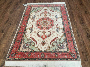 3' 4" X 5' Vintage Handmade Ultra Fine Floral Oriental Turkish Rug Carpet Wow