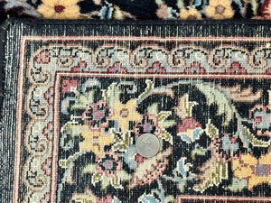 Pak Persian Rug 5x7, Floral, Colorful, Handmade Vintage Wool Rug, Finely Hand Knotted 225 KPSI, Black