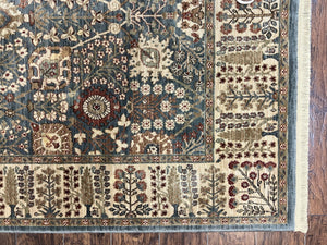 Belgium Power-Loomed Rug 5.6 x 7.6, Green and Cream Rug, Vintage Wool Area Rug, Oriental Carpet, Medium Sized Rug