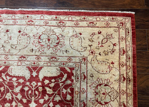 Pakistani Chobi Rug 8x10, Red, Handmade