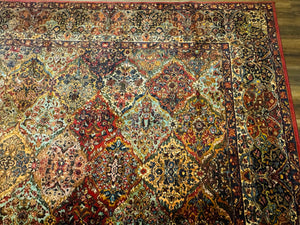 Square Karastan Multicolor Panel Kirman Rug #717, Rare Size 8.8 x 8.8, Original 700 Series, Wool