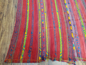 Vintage Turkish Jajim Kilim Flat Weave Rug with Colorful Stripes, Anatolian Kilim Rug, Jijim Cicim Carpet, 5x11 Boho Rug Multicolor, Unique