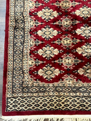 Pakistani Runner Rug 2.8 x 7.6, Red Turkoman Bokhara Runner