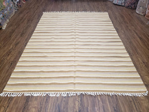 New Indian Striped Blanket, Multicolor Earthern Tones Kilim Rug, Wool Handmade South American Style Blanket, Queen Sized Bedspread 5x8 - 6x8