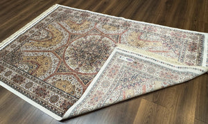 Turkish Silk Rug 5 x 7.6, Dome Design, Bamboo Silk, New
