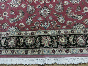 6' X 9' Vintage Handmade Fine India Floral Oriental Silk Accent Wool Rug Carpet