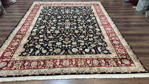Sino Persian Rug 8x10, Black and Red, Floral Allover