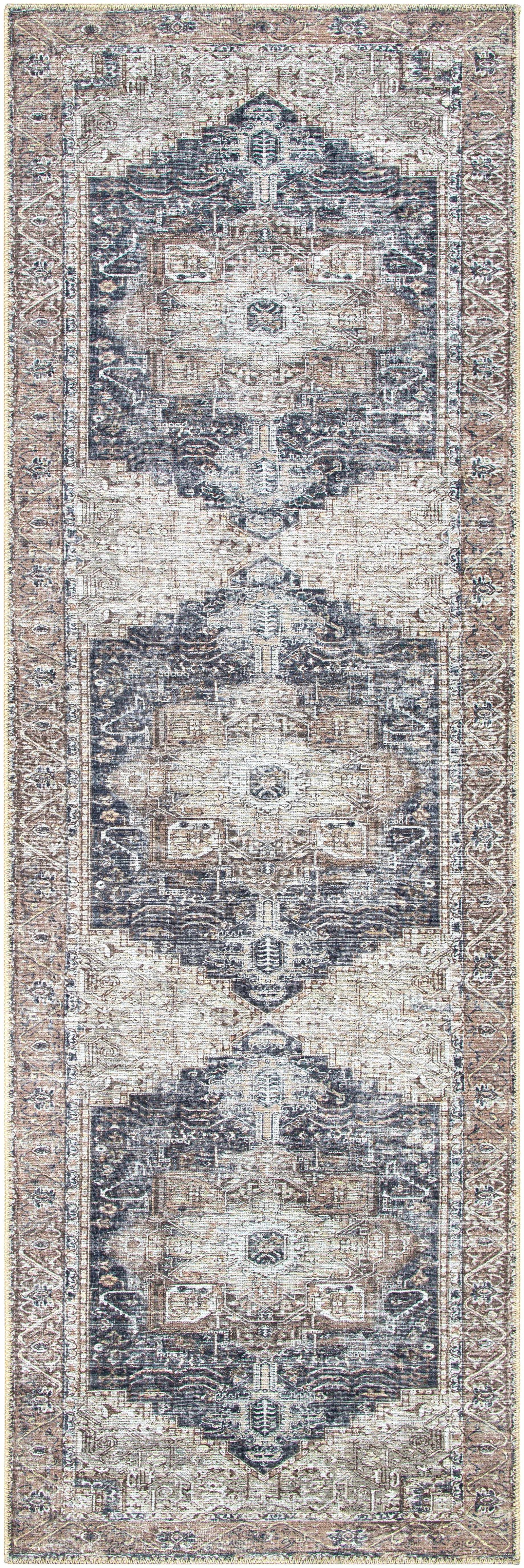 Beige Rosman Washable Runner Rug - Clearance