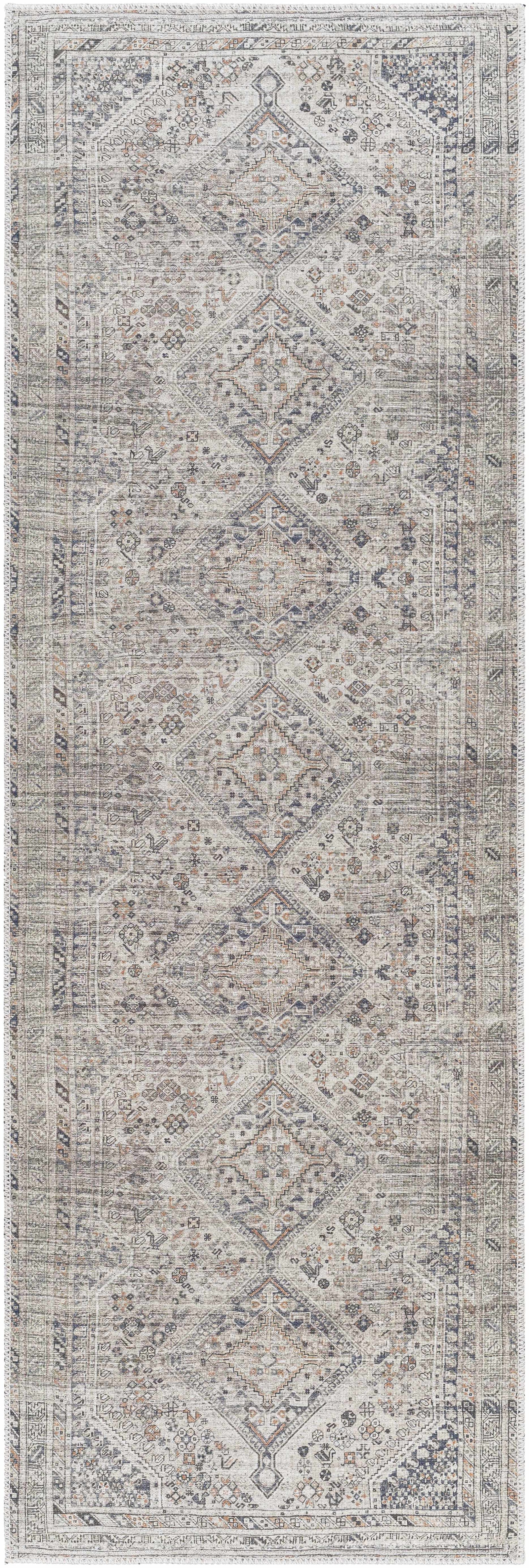 Barny Beige Washable 7ft Runner Rug