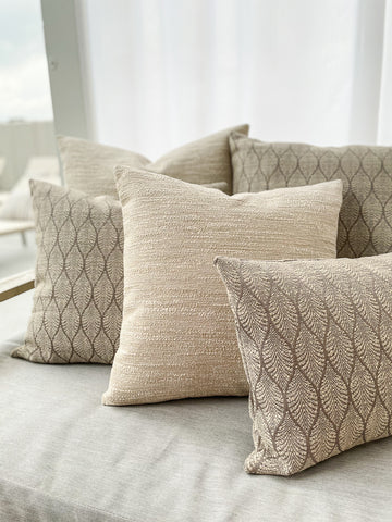 Dreamy Weave Beige Indoor and Outdoor Pillow